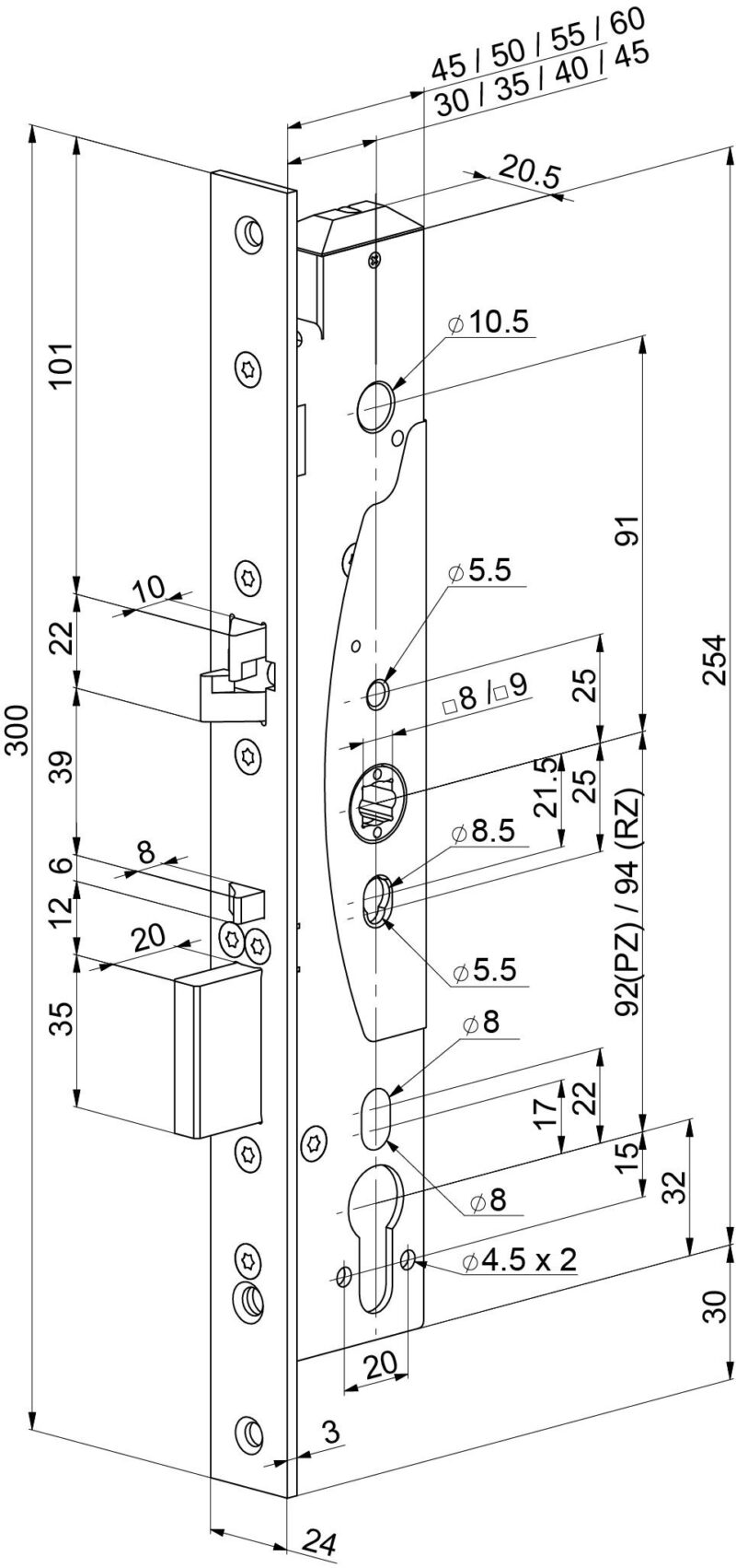 Abloy EL420 100130 92/35/24 92/45/24 méret