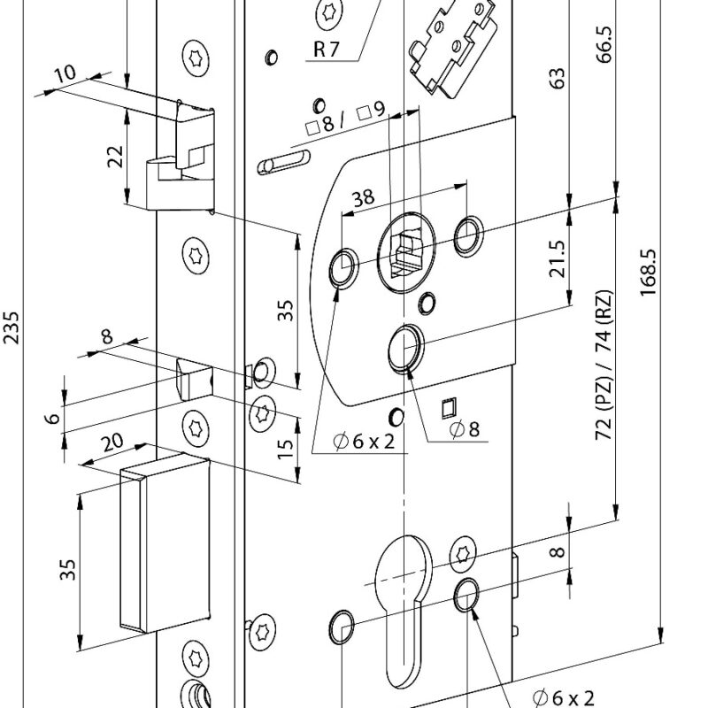 Abloy EL560 100170 72/65/24 egyirányú kilincs vezérlésű pánik zár méret