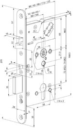 Abloy EL561 100170 72/65/24 két irányú kilincs vezérlésű zár