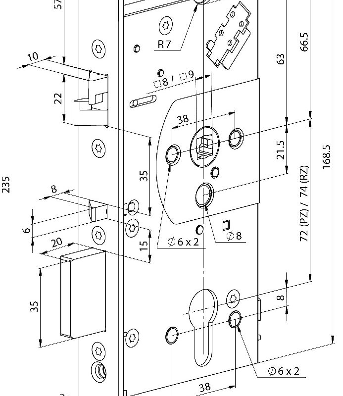 Abloy EL561 100170 72/65/24 két irányú kilincs vezérlésű zár
